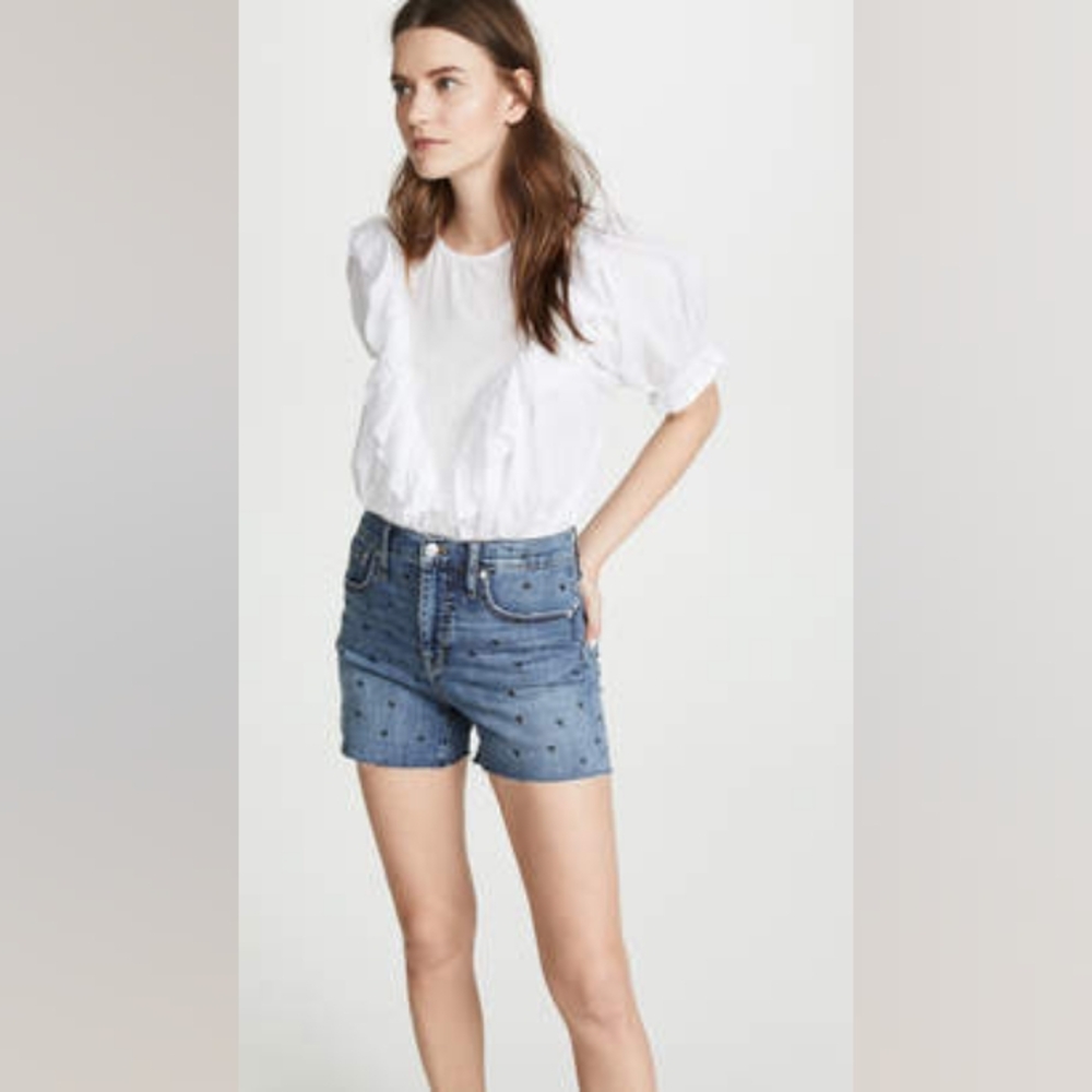 Madewell High-Rise Denim Shorts- Heart Print Edition
